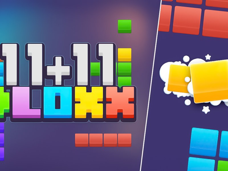 Colorful blocks being placed on an 11x11 grid in 11x11 BLOXX