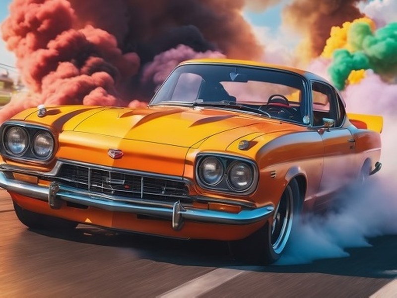 Exciting scene from 3D Car Simulator with cars racing on a winding road