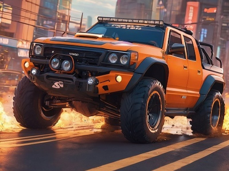 Exciting scene of 4x4 vehicles racing over rugged terrain