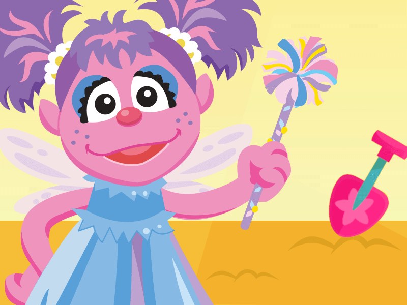 Abby's Sandpit Adventure — colorful scene of kids searching in a sandpit