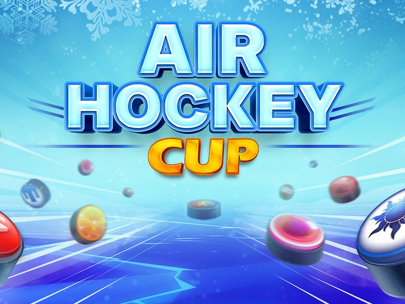 Exciting scene of Air Hockey Cup with players battling on the rink