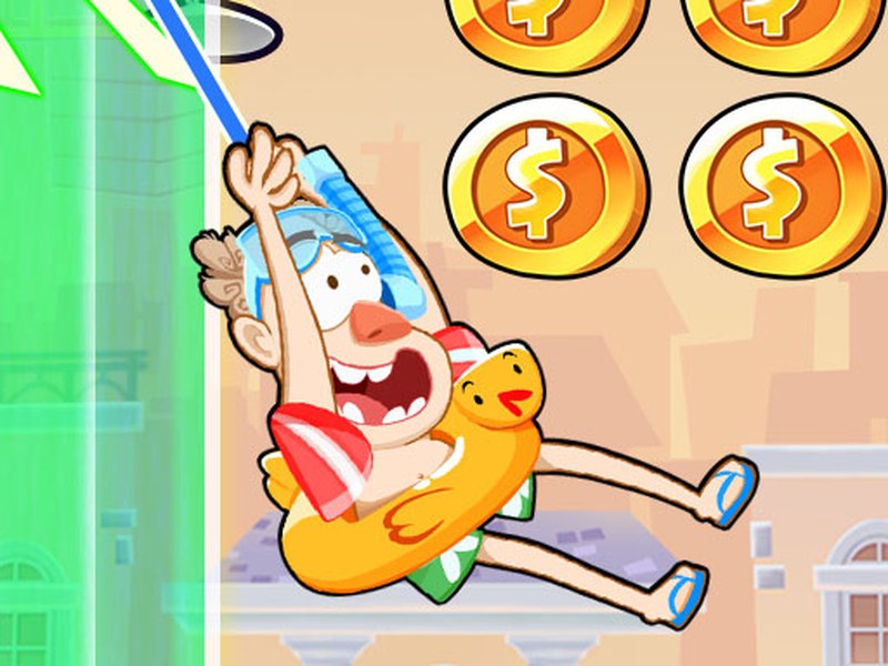 Exciting scene from Alien Chase - Swing and Fly game with vibrant colors