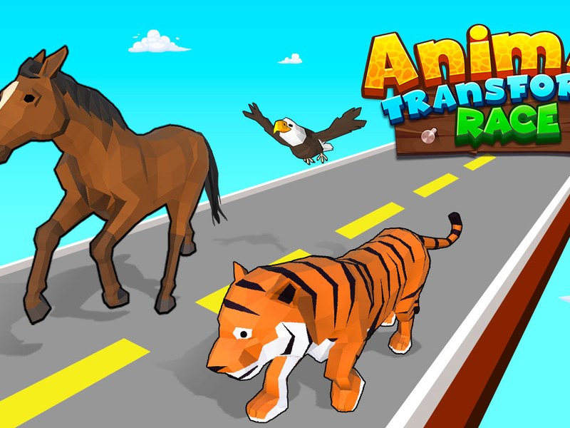 Exciting race scene with various animals competing