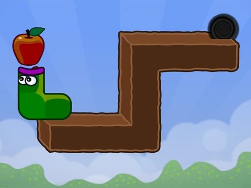 Colorful scene of Apple Worm navigating through obstacles to reach an apple