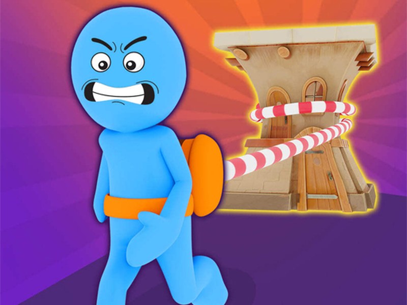 Exciting scene from Arcade Rope with characters swinging on ropes