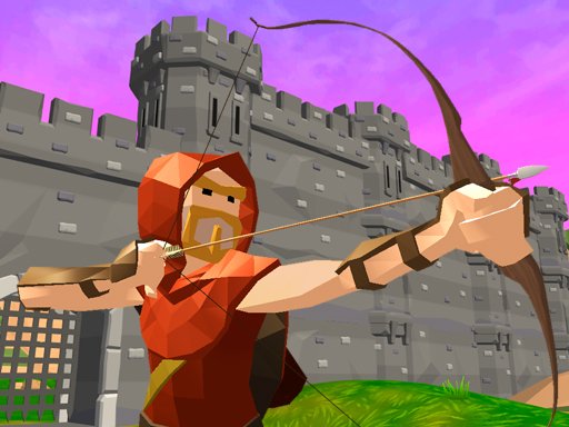 Exciting scene of archers defending a castle from dragons and knights