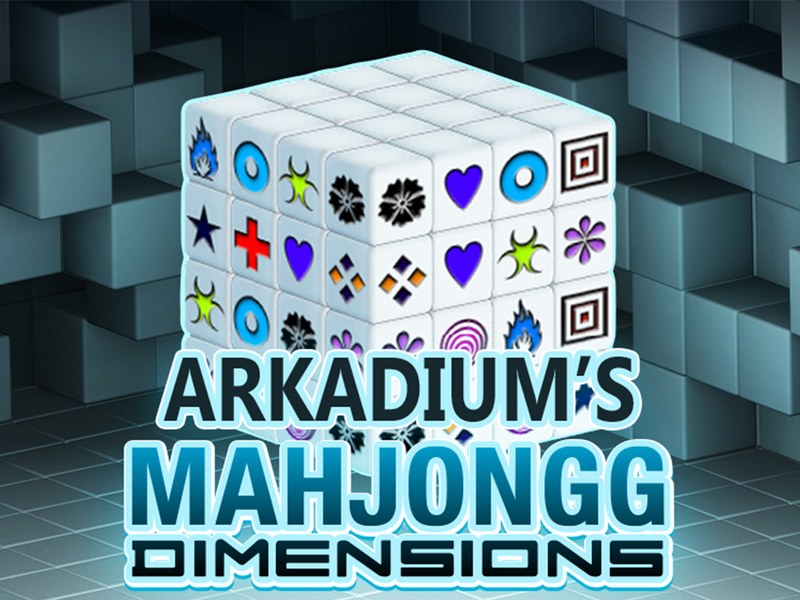 Colorful 3D Mahjongg tiles in a rotating puzzle game setup