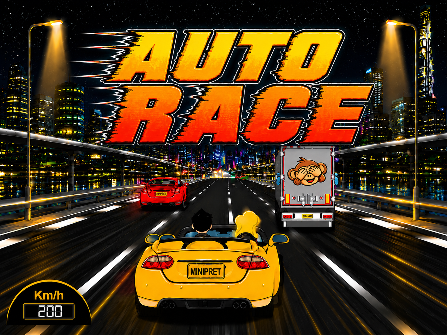 Exciting Car Race game with colorful race cars speeding on a track