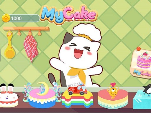 Colorful scene of a virtual bakery with delicious cakes being decorated