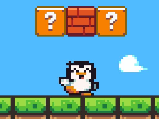Cute penguin Chicco jumping through colorful game levels