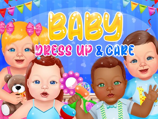 A colorful scene of cute baby dolls dressed in fun outfits