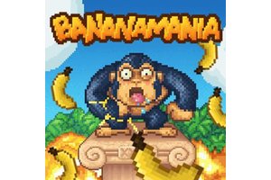 Bananamania - colorful scene with gorillas and bananas flying