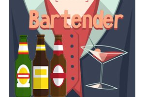 Bartender game screenshot featuring colorful drinks being served