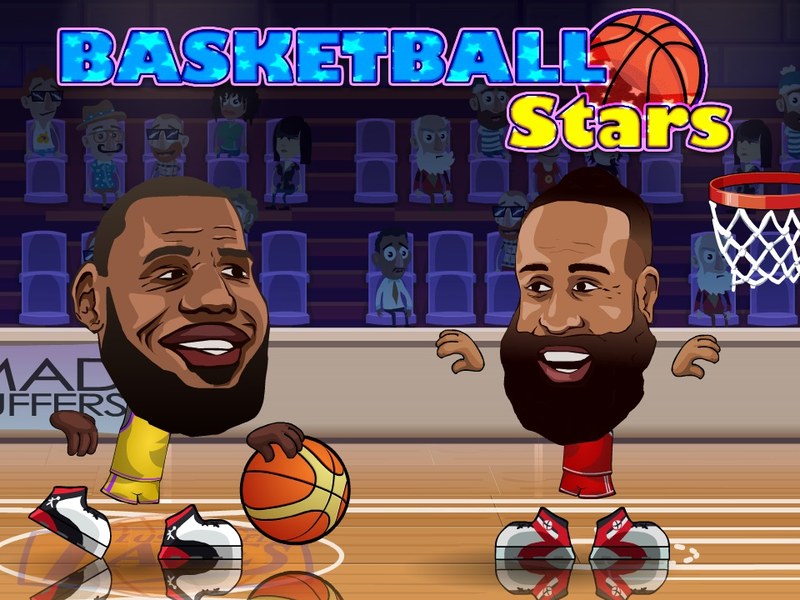 Exciting scene from Basketball Stars with players dunking and shooting