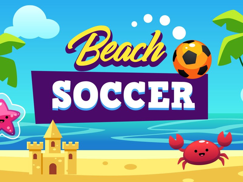 Exciting scene of kids playing soccer on a sunny beach