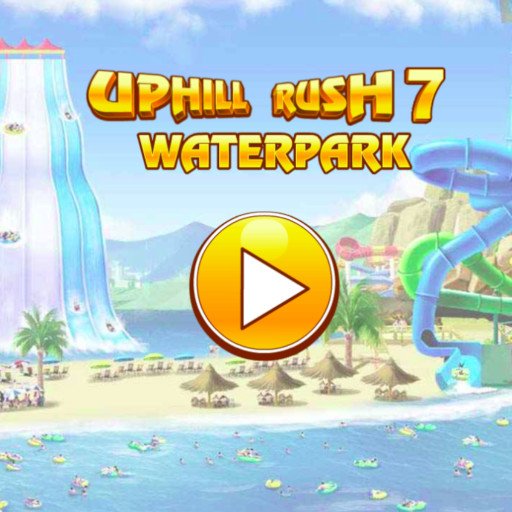 Exciting scene of kids racing uphill in a waterpark roller coaster