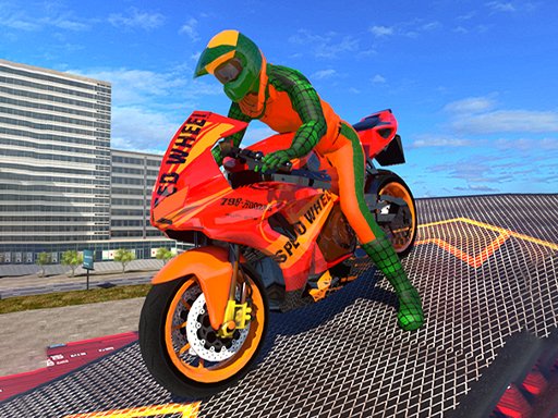 Exciting scene from Bike Stunt Driving Simulator 3D with a motorcycle stunt in the city
