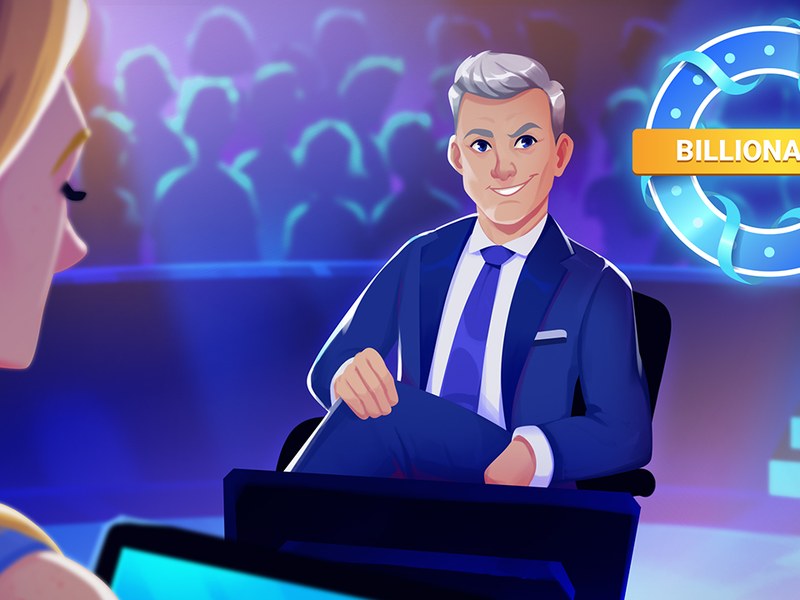 Exciting quiz game scene with questions and answers
