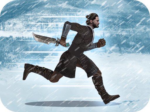 Exciting scene from Black Thrones with a brave assassin battling skeletons