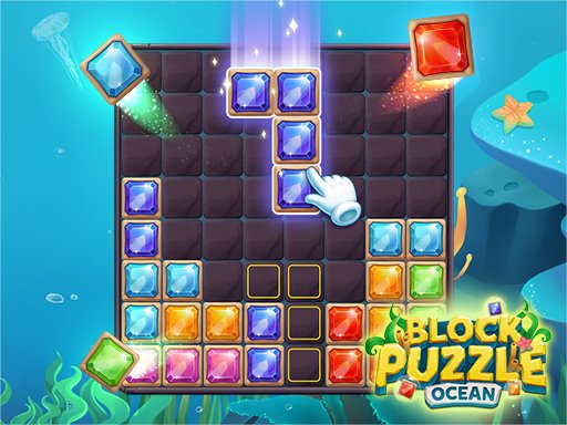 Colorful blocks fitting together in a serene ocean setting