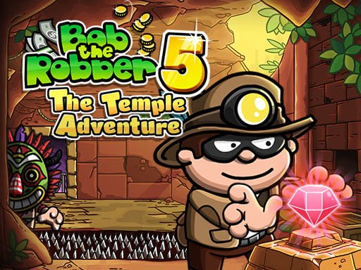 Exciting scene from Bob The Robber 5 Temple Adventure with Bob sneaking past guards