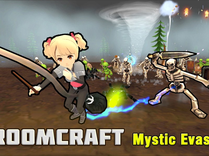Exciting scene of wizards flying on brooms in a magical sky