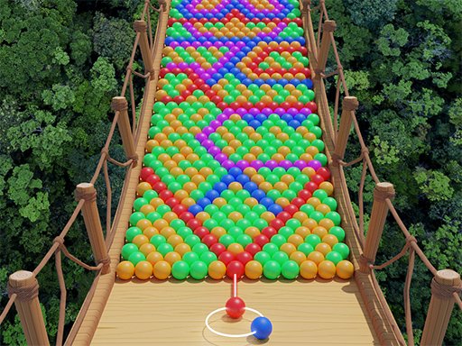 Colorful bubbles falling in a fun puzzle game scene