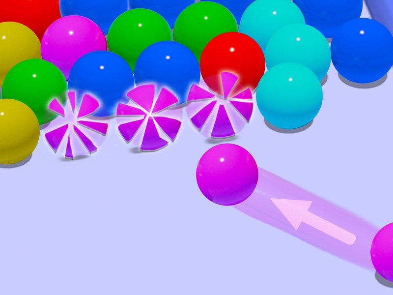 Exciting scene from Bubble Game 3D with colorful bubbles popping
