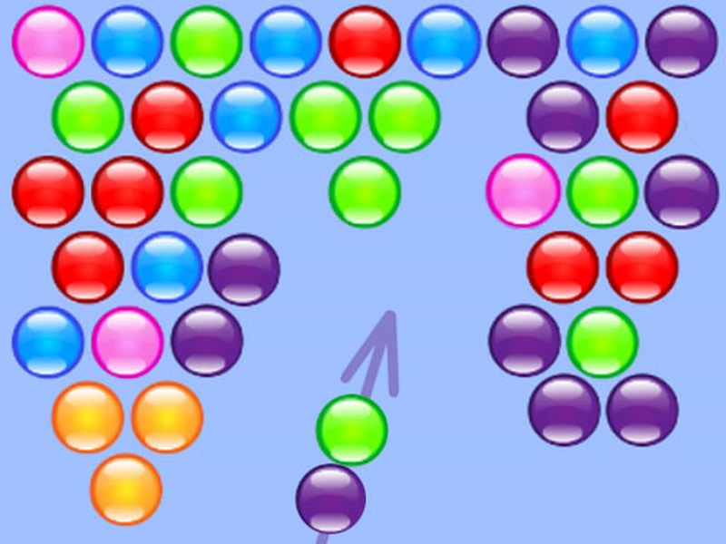Exciting scene of colorful bubbles being shot in Bubble Hit