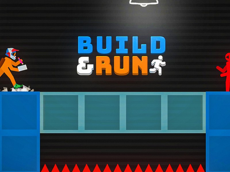 Exciting scene from Build and Run with colorful platforms and a runner