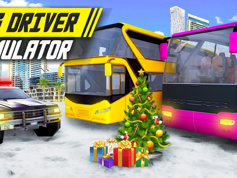 Exciting scene from Bus Driver Simulator with a colorful bus driving through mountains