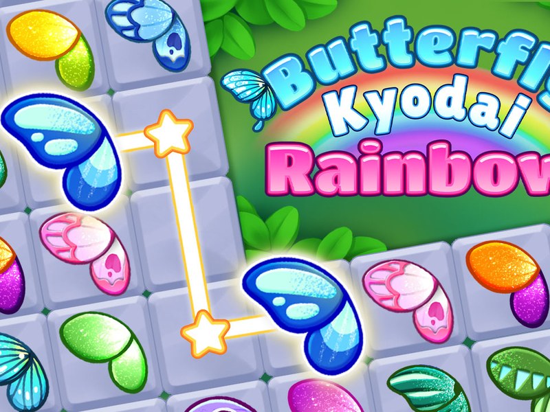 Colorful butterflies in a vibrant puzzle game scene