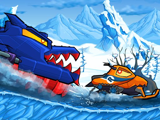 Exciting scene from Car Eats Car: Winter Adventure with colorful cars racing in a snowy landscape