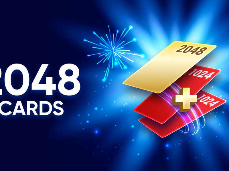 Screenshot of Cards 2048 with colorful numbered cards merging