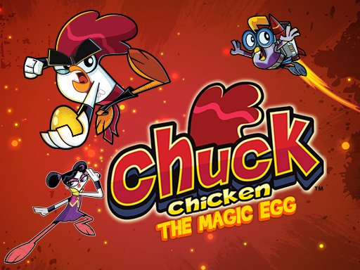 Chuck Chicken launching magical eggs in a vibrant game world