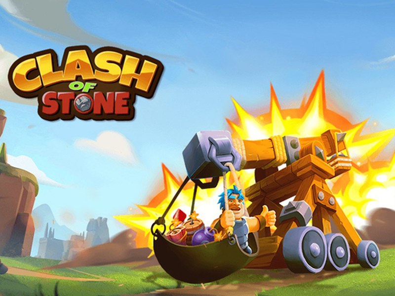Clash of Stone — intense battle scene with skeletons and trebuchet