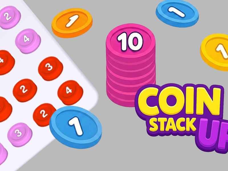 Colorful scene of Coin Stack Up with vibrant coins stacking up