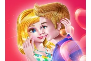 Emily getting a makeover with cosmetics and stylish outfits