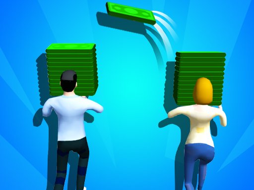 Couple Rich Rush — colorful scene of characters jumping and collecting money