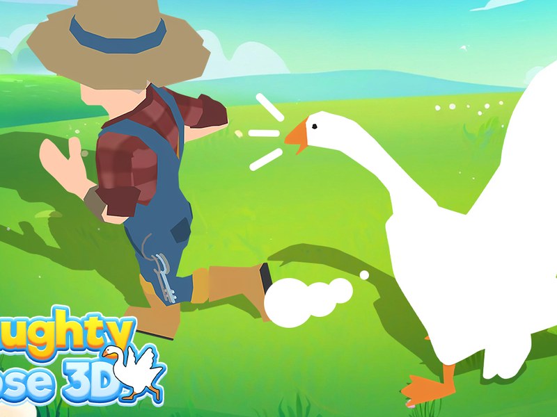 Crazy Goose Simulator — a chaotic scene with a wild goose causing mischief in a village
