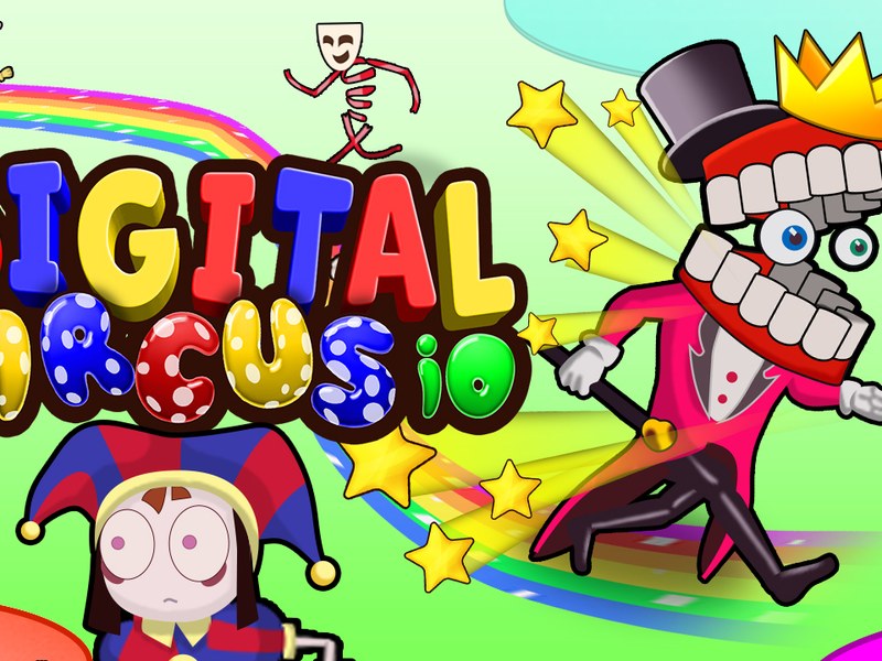 Exciting scene from Digital Circus IO with colorful circus creatures