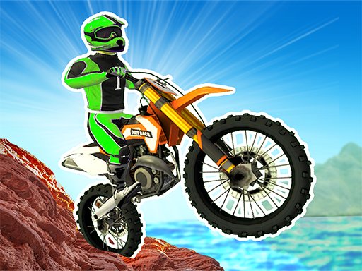Exciting scene from Dirt Bike Mad Skills with bikes racing through mountains and canyons