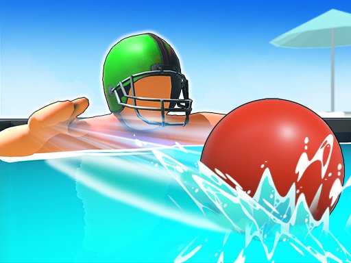 Exciting dodgeball match with players splashing in water