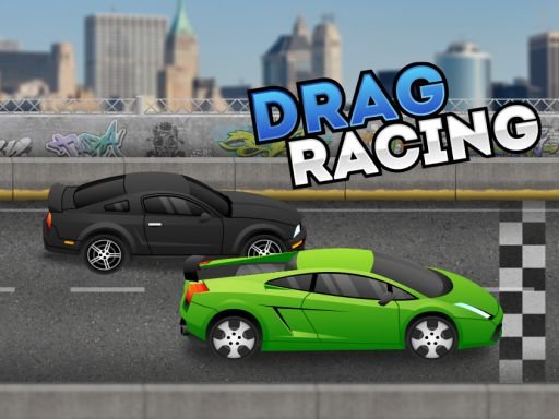 Exciting drag racing scene with colorful cars speeding down the track