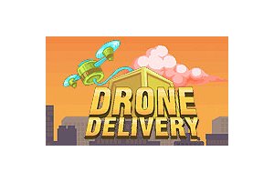 Exciting scene of a drone flying over a busy city delivering packages