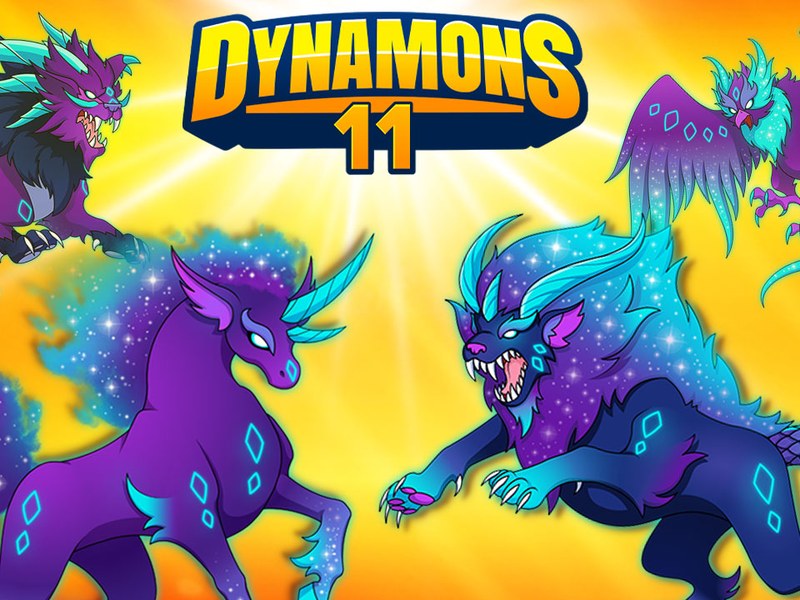Dynamons 11 — action-packed scene with colorful monsters battling