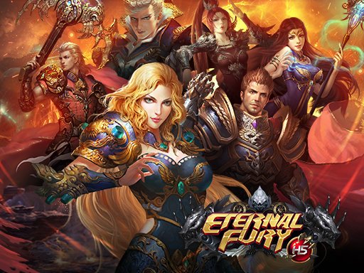 Eternal Fury — epic battle scene with heroes and monsters