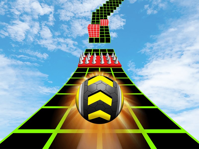 Exciting scene from Extreme Run 3D with colorful obstacles and a runner