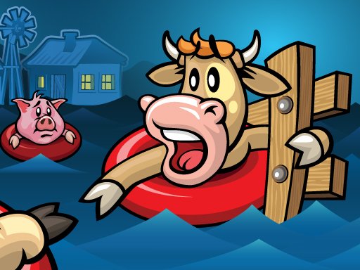 Farm Hero game screenshot featuring cute animals in water