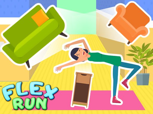 Flex Run — vibrant scene of a flexible gymnast navigating obstacles